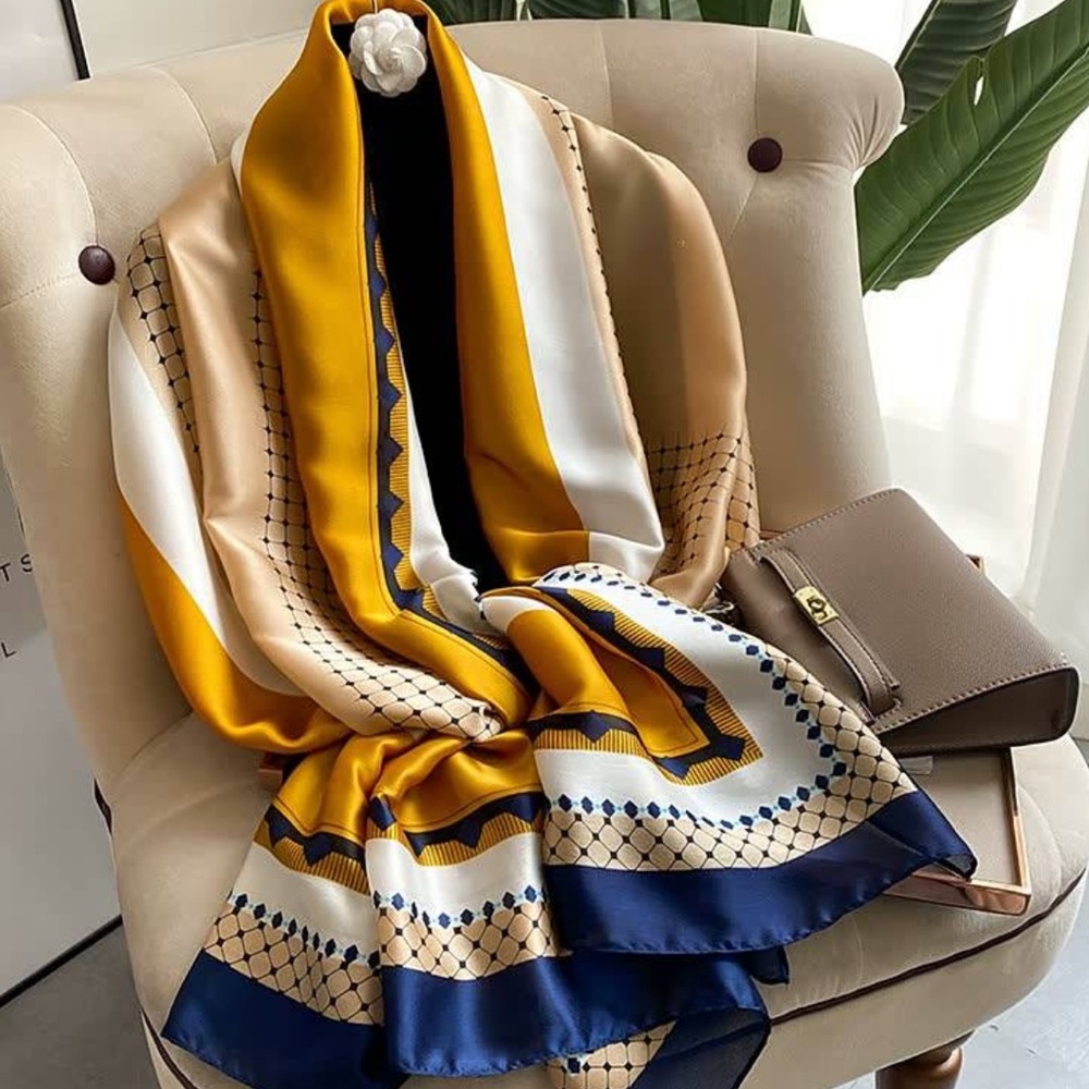 Fashion geometric pattern contrast color elegant temperament women's long scarf